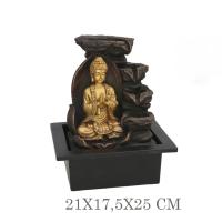 Gissed "Fuente Decorativa de Buda con Iluminación LED – Relajante Cascada de Agua para Hogar y Oficina – Diseño Zen con Acabados en Dorado y Negro – Ideal para Meditación, Feng Shui y Espacios de Relajación – Fuente de Agua con Motor Silencioso – Tamaño 2 - details 1