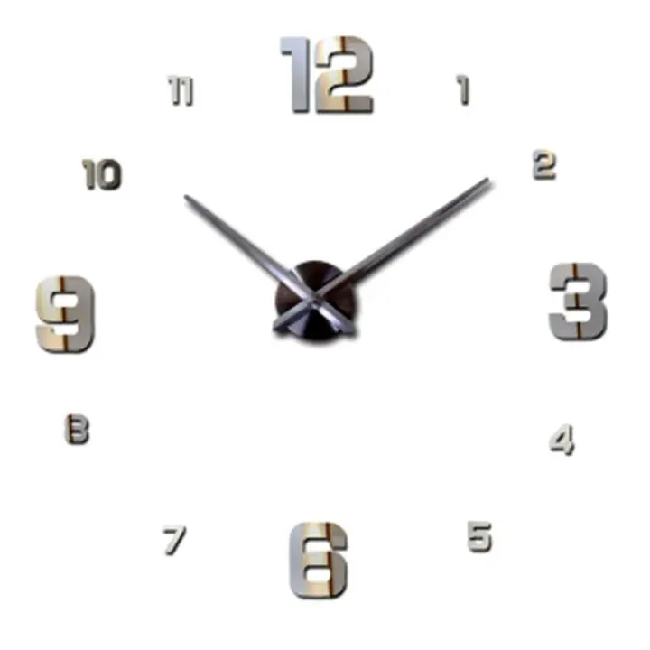 Reloj de Pared Moderno DIY Horas 3D Grande 130 Cm. Espejo Plateado Acrílico Gigante - Hogar Salón Cocina Dormitorio - 1