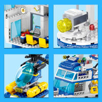 Juego De Bloques De Construcción De Estación De Policía Marina Ciudad Compatible Con Leg0 Incluye Estación De Policía Helicóptero Barco Buscador - details 1