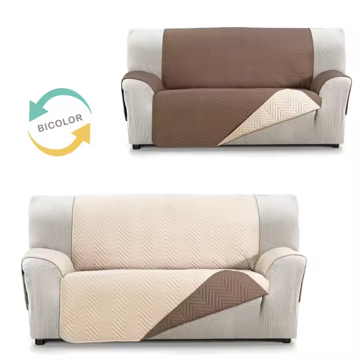 Protector Reversible Bicolor para Sofá y Sillón   Ideal para Mascotas  Funda Acolchada y Lavable - 1