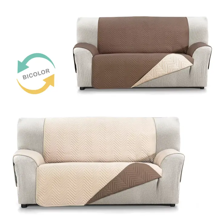 Protector Reversible Bicolor para Sofá y Sillón   Ideal para Mascotas  Funda Acolchada y Lavable - 1