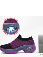 Calcetines Deportivos Casuales Para Mujer Zapatillas De Moda Con Suela Gruesa Y Almohadilla De Aire Tacón Inclinado Zapatos De Rock - details 14