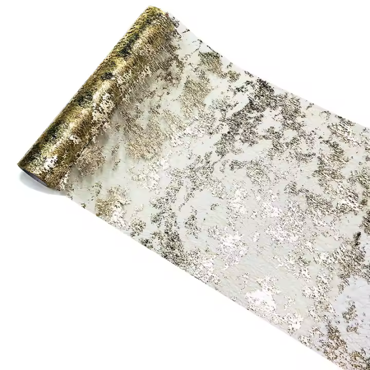 Mantelera Dorada Para Boda Y Fiestas Decoración De Mesa Con Malla De Oro Y Lentejuelas Plateadas Rollos Delgados Para Mesa De Comedor - 1
