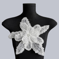1PC Parche De Encaje Floral 3D Con Lentejuelas Bordado Multicapa Para Ropa Material De Sastre DIY Hecho a Mano Vestido De Noche Brillante - details 5