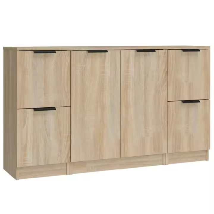 vidaXL APARADORES 3 PIEZAS MADERA CONTRACHAPADA COLOR ROBLE SONOMA - 1