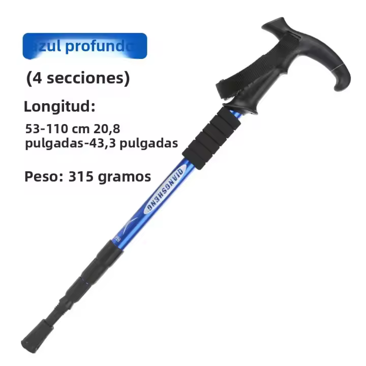 Palo De Camuflaje Plegable Para Senderismo Y Trekk Ing 4 Secciones Portátil Ligero Para Acampar Y Escalada Manija T Y Punta De Acero Carbono - 1