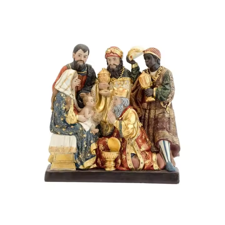 Misterio Nacimiento Belén figura 15 cm. monopieza Navidad resina Niño Jesús Virgen María San José - 1