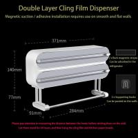 Dispensador de film transparente magnético, dispensador de papel de aluminio para cocina, 3 en 1, recargable, para montaje en pared, con soporte para toallas de papel para cajones de armarios de cocina del hogar - details 0
