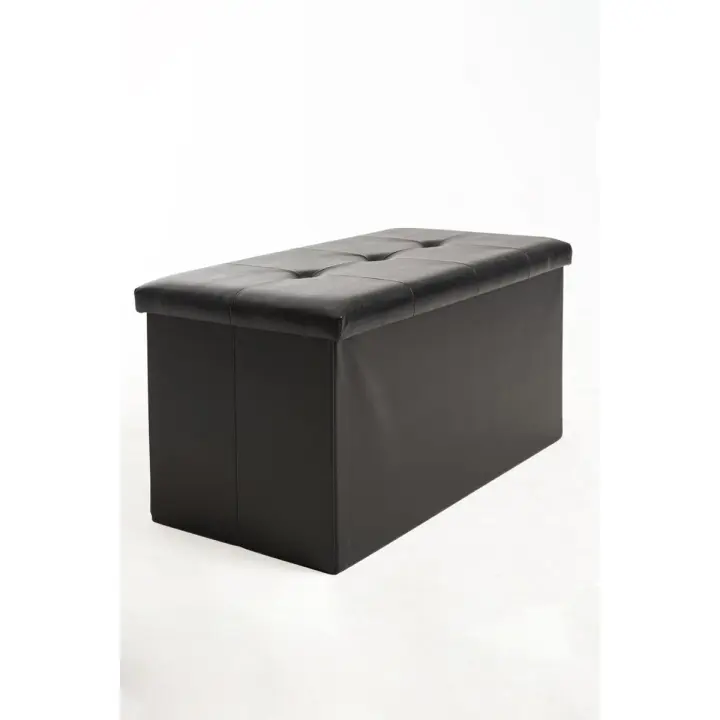 Puff Almacenaje Button 76 cm Polipiel - Negro - 1