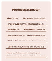 Monitor De Bebé Inteligente WiFi Tuya Cámara De Vídeo Con Vigilancia Remota Temperatura Y Sonido Infrarrojo Visión Nocturna Para Teléfono Móvil - details 14