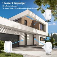 Timbre inalámbrico sin Pilas, resistant to Agua, para exteriores, with 2 receptores, IP68, alance de 150 m, 4 niveles de volumen y 37 tonos para Puertas de casa. - details 2