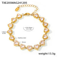 2025 Brilliant Fashion 5A Cubic Zirconia Corazón CZ Cluster Collar para las mujeres, Novia, lover, Halo CZ Collar de Cadena de Tenis de Cuello - details 0