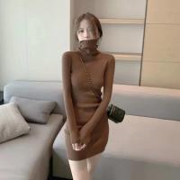 Vestido Bodycon De Térmica Para Mujer HELIAR Con Cuello Alto Y Manga Larga Tejido Grueso Para Otoño E Invierno Vestido De Oficina Con Diseño Sólido - details 18