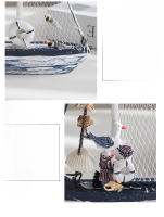 Barco De Concha Azul Y Blanca Decoración Mediterránea Hecho a Mano Regalo De Artesanía Vintage Estilo Náutico Suave Navegación - details 10