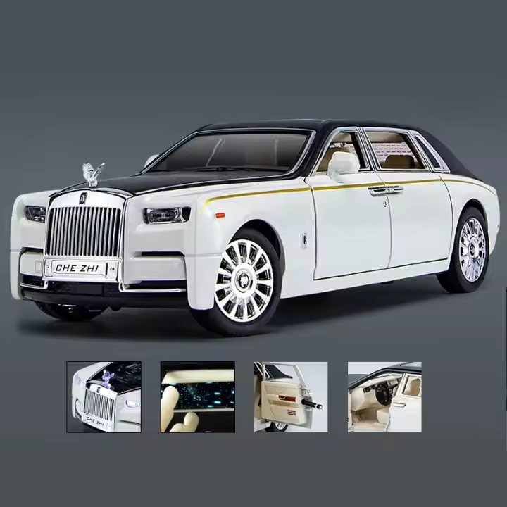Modelo De Coche Rolls-Royce Phantom 1:24 En Aleación Con Sonido Y Luz Coche De Juguete De Metal Para Colección Y Regalo Para Niños A248 - 1