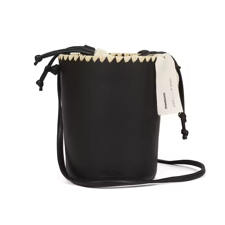 Gioseppo Bolso Bandolera Negro Cubo PU Reciclado Detalle Rafia Mujer - 1