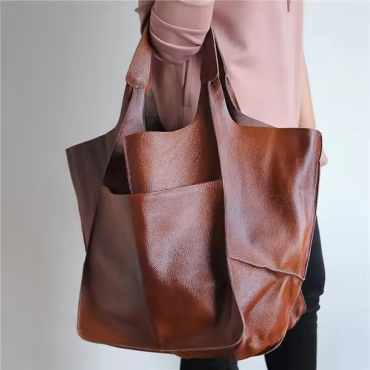 Bolso De Hombro Para Mujer Multifuncional De Gran Capacidad En PU Suave Estilo Retro Bolso De Compras Grande De Lujo Diseñador Bolso Tote Casual - 1