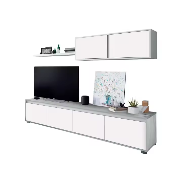 Duehome - Salón Alida | Mueble de Salón-comedor 3 Piezas | Bajo de TV 2m | Módulo Colgante | Estantería Exterior - 1