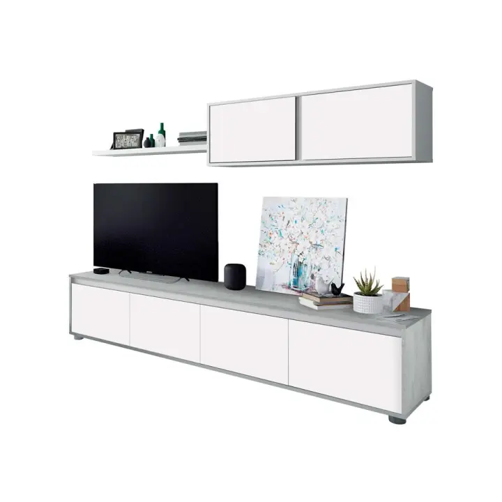 Duehome - Salón Alida | Mueble de Salón-comedor 3 Piezas | Bajo de TV 2m | Módulo Colgante | Estantería Exterior - 1