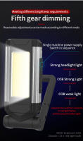 Linterna LED Recargable Super Brillante Con Luz COB Magnética Portátil Impermeable Para Camping Y Reparación De Coches Con Soportes - details 8