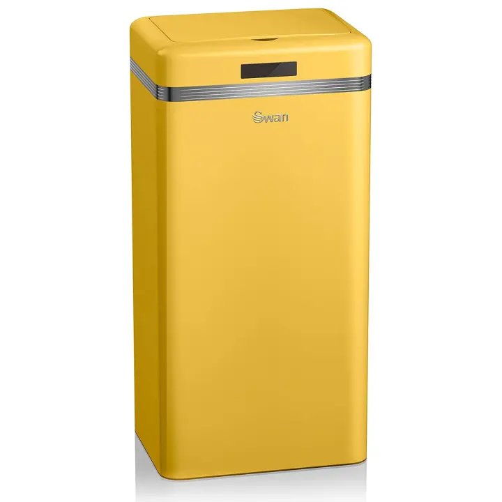 SWAN SWKA4500YELNEU Cubo Basura Cocina Sensor de Apertura Automática, Metálico, Capacidad 45 Litros, Diseño Vintage, , Amarillo - 1