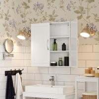 Armario de pared blanco mate para baño estilo escandinavo, con 2 puertas y estantes ajustables - 60x18x60 cm - details 3