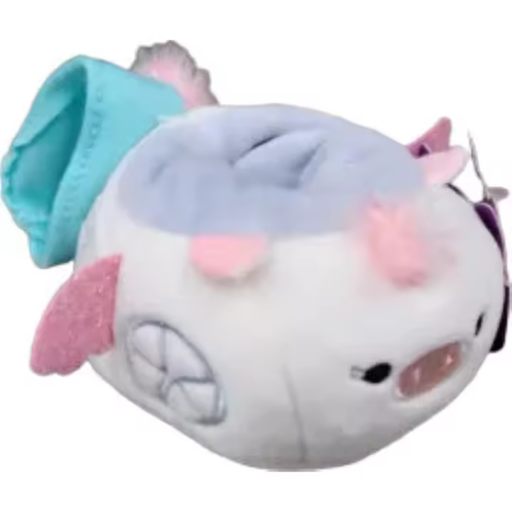 JAZWUARES - Peluche Mini Vehículo Modelo Carruaje Unicornio Blanco - Diseño multicolor - Peluche muy suave - Aprieta a tus mejores amigos de peluche Mini Squishmallow en sus llamativos vehículos - Mayores de 3 años - 1