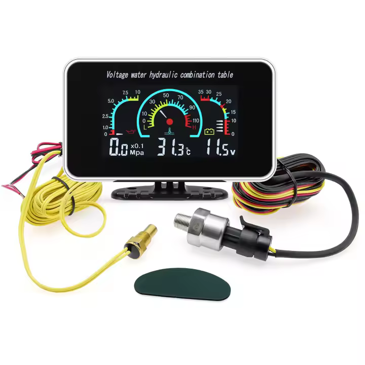 Gauge De Coche 3 En 1 LCD Medidor De Temperatura Del Agua Medidor De Presión Del Aceite Y Voltímetro Adecuado Para Coches Y Barcos Con Adaptador Sensor De Temperatura - 1