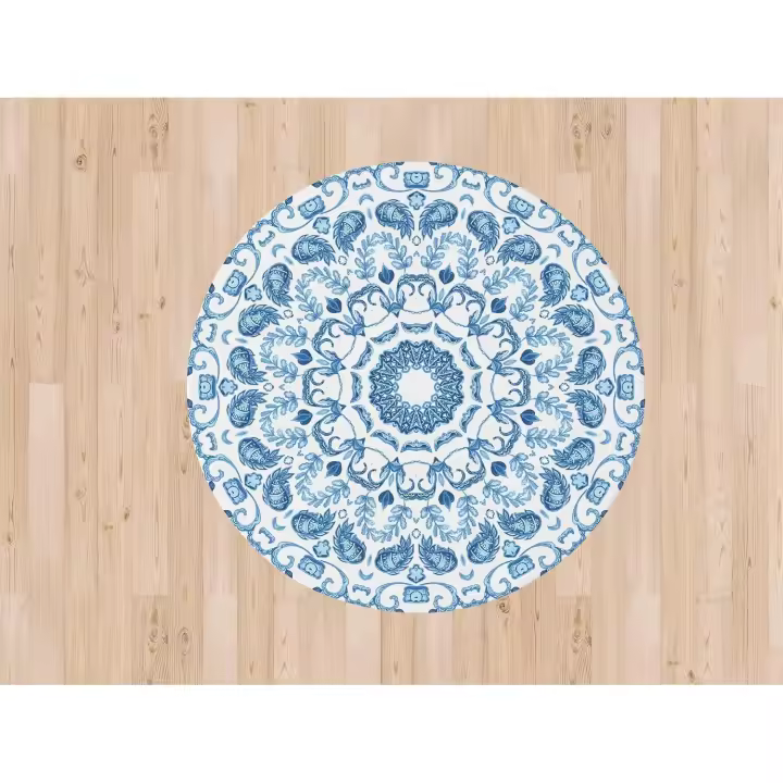 Oedim Alfombra Redonda Patrón Acuarela Azul PVC | Varias Medidas | Moqueta PVC | Suelo vinilico | Decoración del Hogar - 1