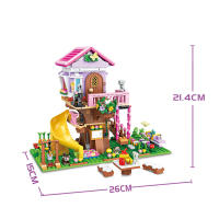 Bloques De Construcción De Villa Creativa Para Verano Juguete DIY Para Niñas Regalo De Navidad Villa Al Aire Libre Con Árbol - details 3