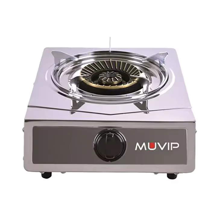 Muvip Serie Strong Cocina de Gas Inox 1 Fuego - Encendido Piezoelectrico - Quemador de Hierro Fundido Desmontable - 1