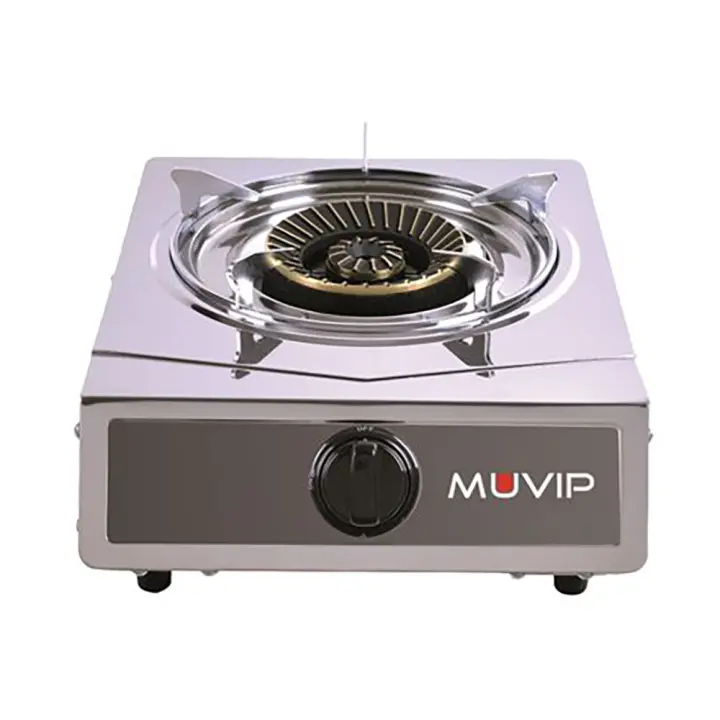 Muvip Serie Strong Cocina de Gas Inox 1 Fuego - Encendido Piezoelectrico - Quemador de Hierro Fundido Desmontable - 1