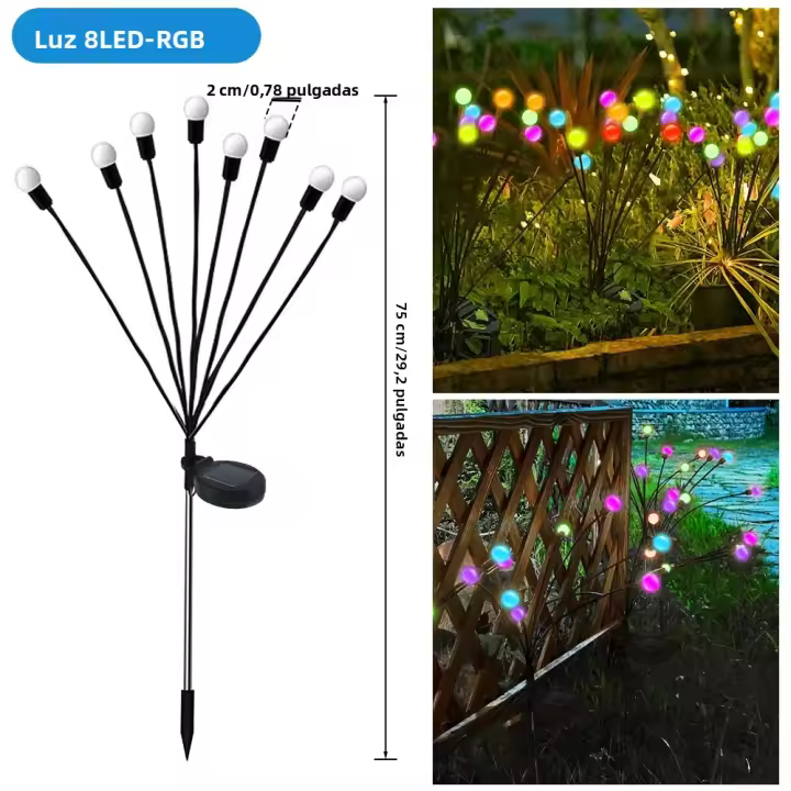 Luces De Mosquitero Solar RGB Para Jardín IP65 Impermeables 8/10LED Decoración De Patio Con Luz Swaying Fairy Incluye Baterías - 1