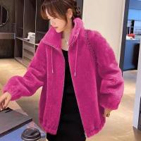 Abrigo De Coral Doble Para Mujer Invierno Cálido Suave De Plush Con Cuello Alto Y Cierre De Cremallera Outerwear Casual - details 3
