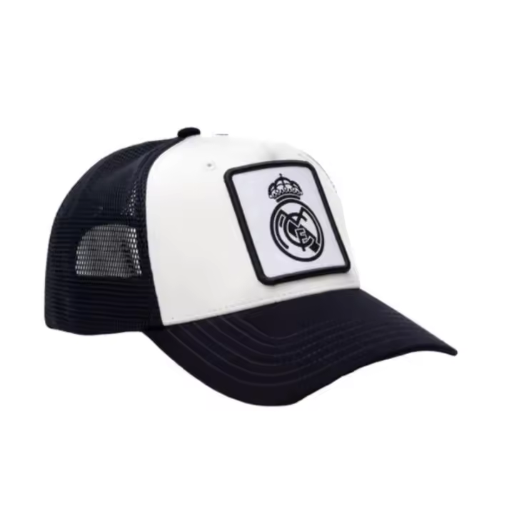 Gorra Real Madrid Rejilla Escudo Cuadrado Blanco/Negro adulto producto oficial RM3GO34 - 1