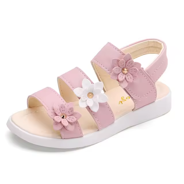 Sandalias De Verano Para Niñas Gladiador Con Flores Suaves Y Transpirables Zapatos De Playa Para Niños Cierre De Correa Antideslizantes Talla Verdadera - 1