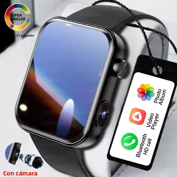 Smartwatch Para Hombre Con Cámara Xiaomi Bluetooth Llamadas Música Local TWS Inalámbrico Pantalla AMOLED 1.91 Pulgadas Tracker Fitness - 1