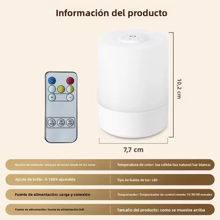 Lámpara Nocturna USB LED Con Control Remoto Y Batería Recargable Tres Colores Luz De Mesa Portátil Para Dormitorio - 1