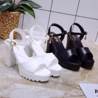 Sandalias De Plataforma Alta Para Mujer Con Hebilla Y Diseño De Boca De Pez Zapatos De Tacón Alto Casual Material PU - details 3