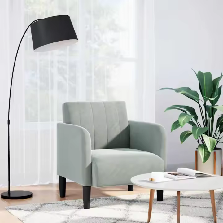 vidaXL Sillón con reposabrazos Terciopelo 54 cm en color Gris claro/Amarillo/Negro y más - 1