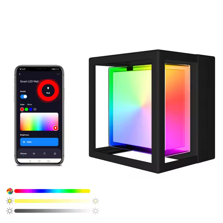 Lámpara De Pared Inteligente WIFI LED Exterior 20W 2700K-6500K Impermeable RGBICW Control Por Voz Compatible Con Alexa Google - 1