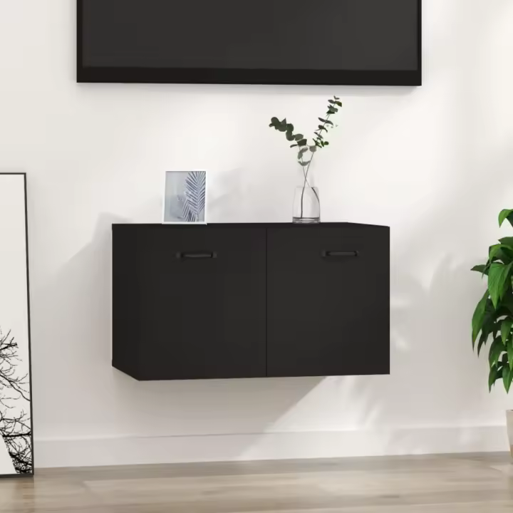 vidaXL Armario de pared madera contrachapada negro 60x36,5x35 cm - 1