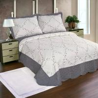 KingnetStore - Colcha Bouti Bordada Acolchada, Colcha Cubre Cama 100% Poliéster. Fina, Extra Suave y Ligera. Ideal para Primavera Verano Entretiempo, Con Funda Cojín Almohada, Elegancia y Suavidad con un Diseño Floral. Para Cama de 90 105 135 150 CM - details 0