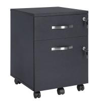 Archivador con cerradura y 2 cajones, pedestal con 5 ruedas, rieles ajustables, ideal para oficina en casa, disponible en blanco o negro - details 0