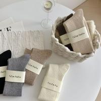 Calcetines Altos De Oveja Para Mujer Estilo Universidad Otoño Invierno Color Sólido Casual Cálido De Lana Y Cashmere Paquete De 2 Pares - details 16