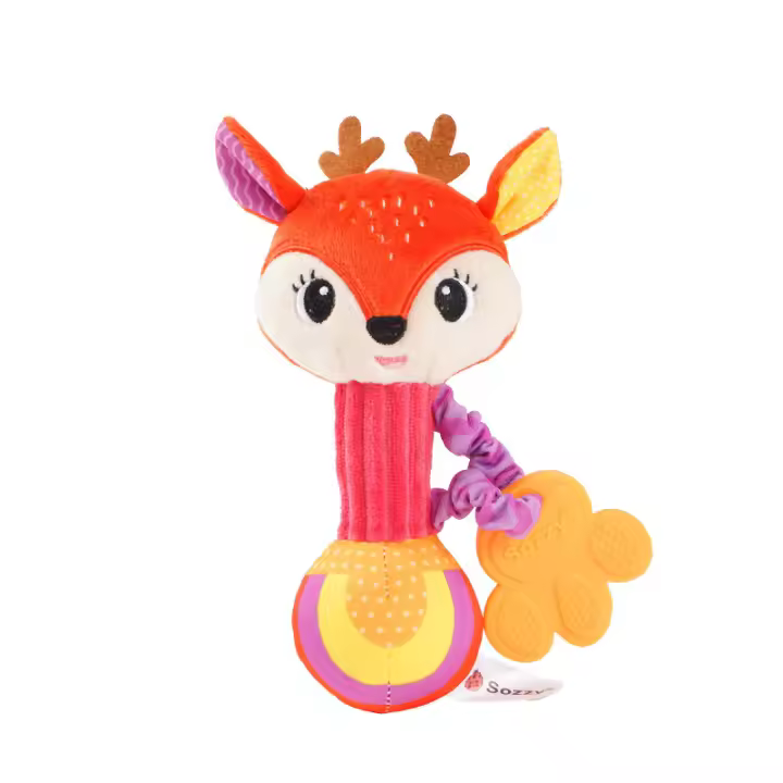 Juguetes De Rattler Para Bebés Peluche Animal Suave Con Sonido Y Textura Sensory Soothing Para Niños Y Niñas Regalos De Cumpleaños - 1