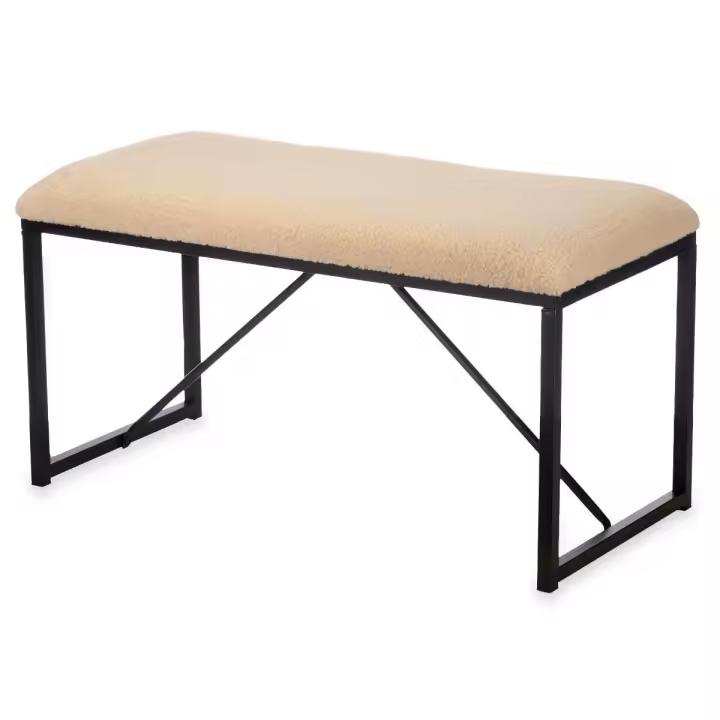 Banco Beige Metal Tela 81 x 42 x 38 cm - 1