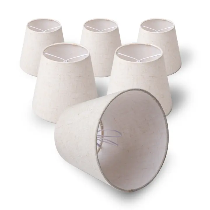 6pcs chandelier wall lampshade fabric table lampshade creative clip bulb lampshade hotel horizontal wall lamp shell PVC lamp - 1