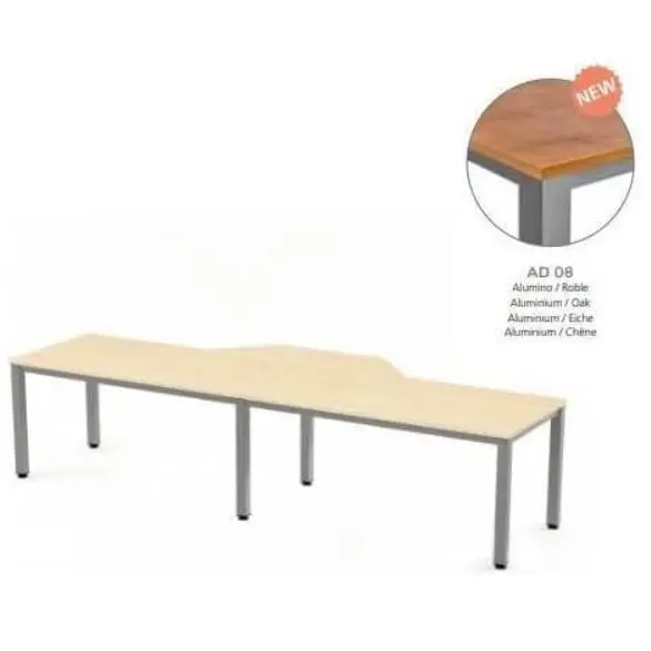 MESA EN FORMA DE L EXECUTIVE DE ROCADA 320x120x80 COLOR ALUMINIO/ROBLE - 1