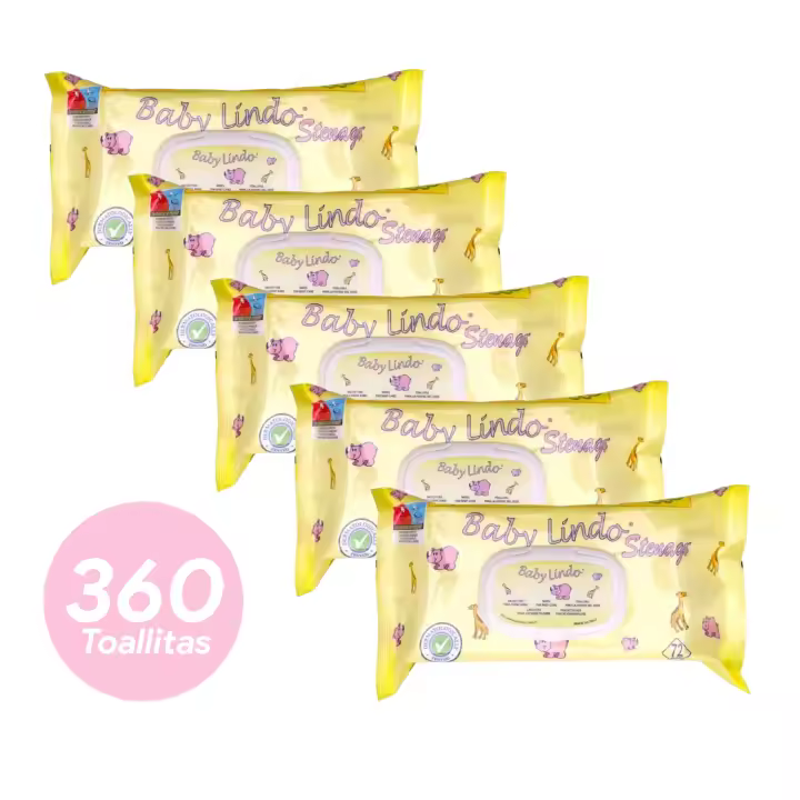 Baby Lindo Toallitas Aloe Vera para Bebés - 360 unidades (Pack 5) - 1